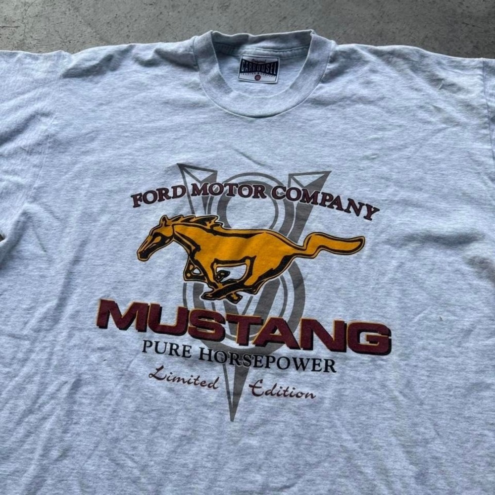 Vintage Ford Mustang Motor Company Pure Horsepower Supercar Shirt Promo Racing